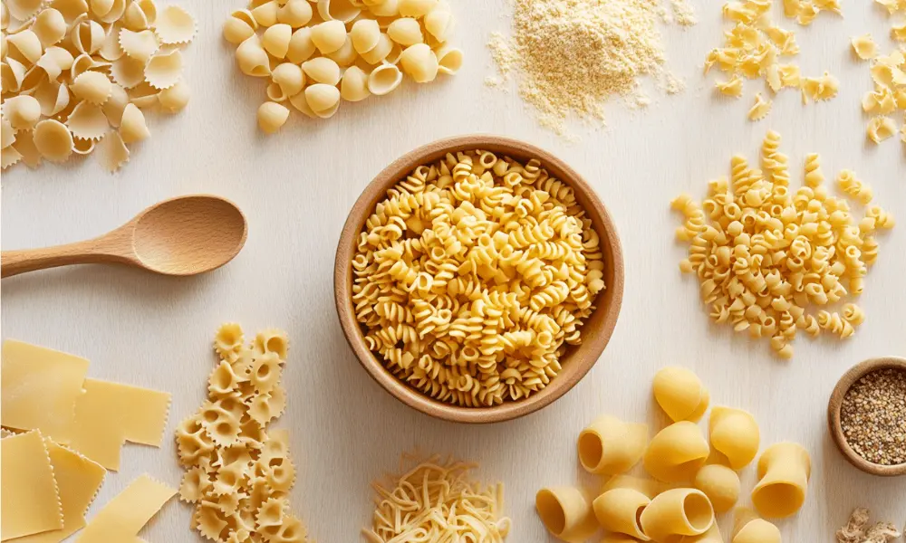 Various types of pasta including shells, rotini, and macaroni - alternatives to ditalini pasta for soups and recipes