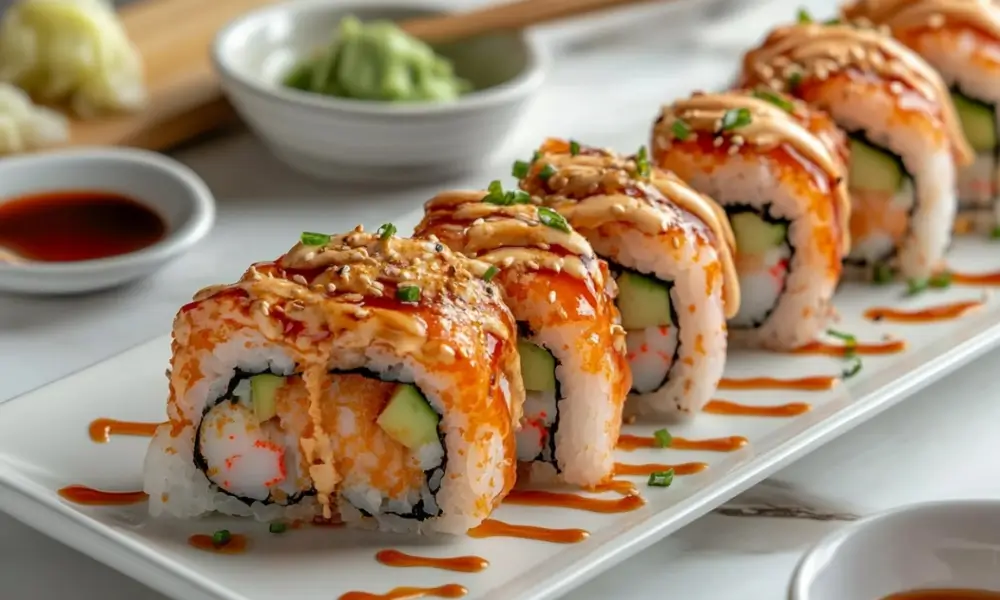 Boston Roll sushi displayed on a white plate with soy sauce and chopsticks. Is Boston Roll good for beginners?