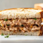 Buona Beef Tuna Genovese copycat sandwich on marble counter