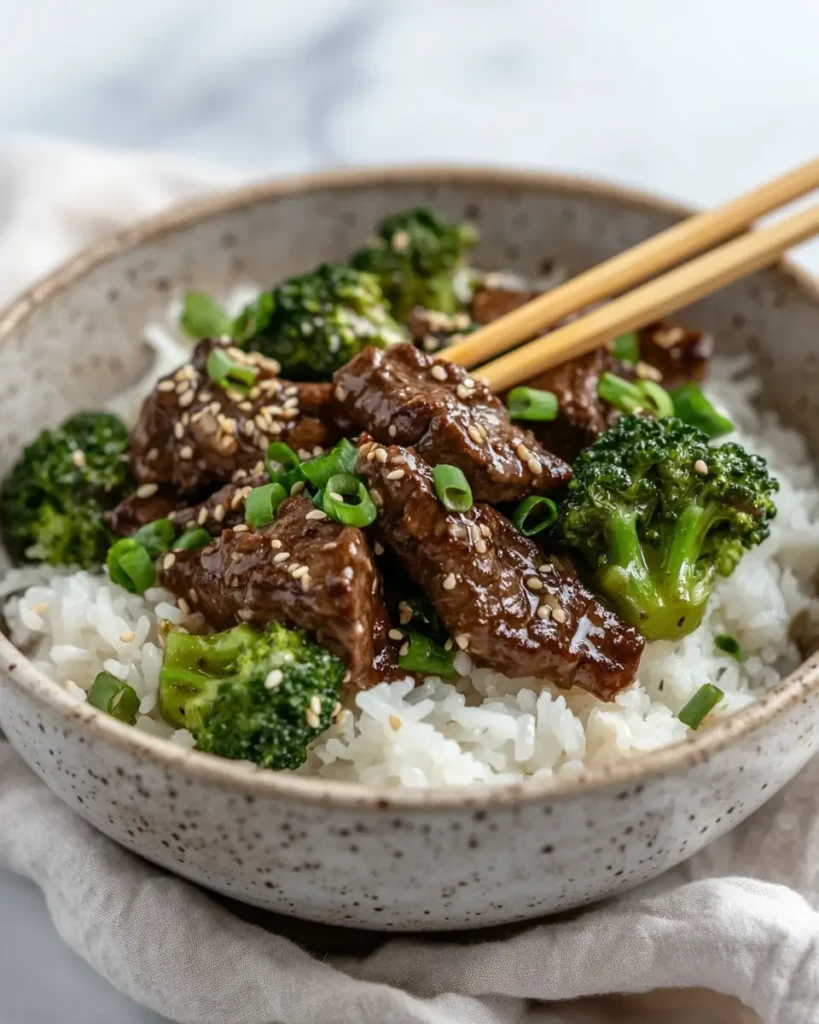 u6472731739 serving of beef and broccoli over fluffy jasmine 8759d530 5a4d 4e6c 876f bda387ff543d 1 Beef and Broccoli (One Pan Take-Out) : Easy 1-Pan Recipe with Big Flavor