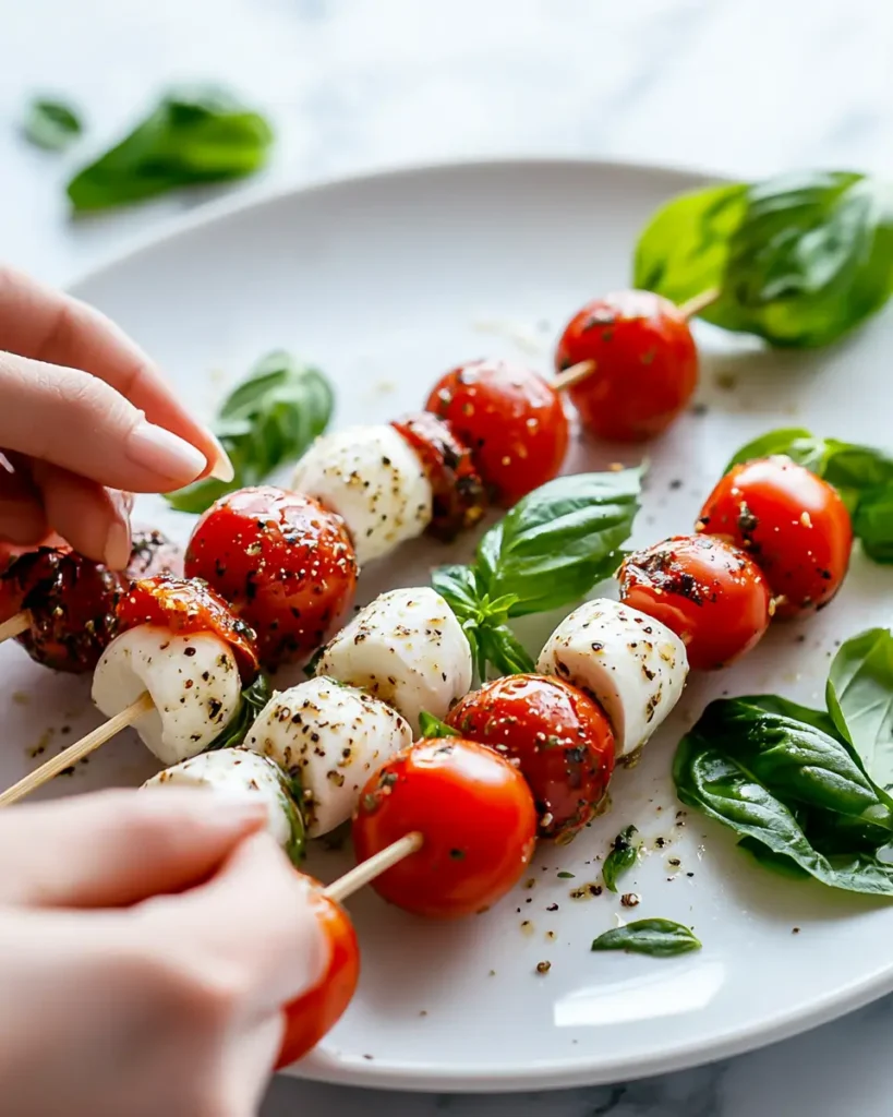 Caprese Salad Skewers prep 1 Caprese Salad Skewers Idea