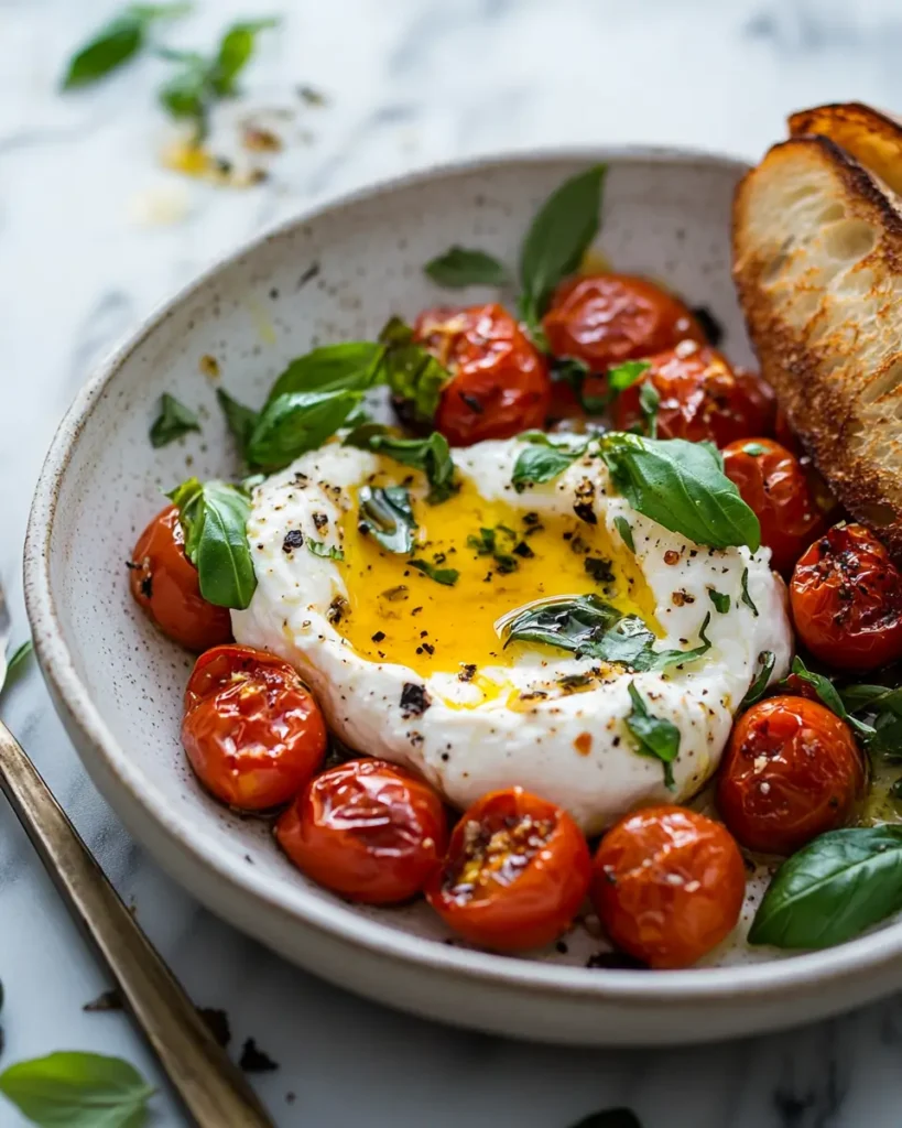 Easy Baked Burrata Recipe final dish 1 Easy Baked Burrata Recipe for When You Want to Impress Without the Fuss