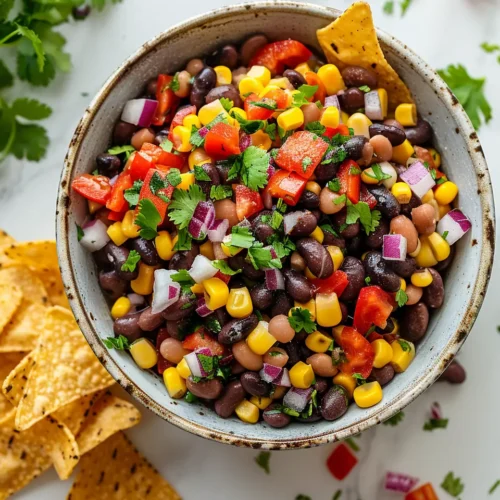 Easy Cowboy Caviar with chips Easy Cowboy Caviar: A Healthy, Colorful Dip You’ll Crave All Year
