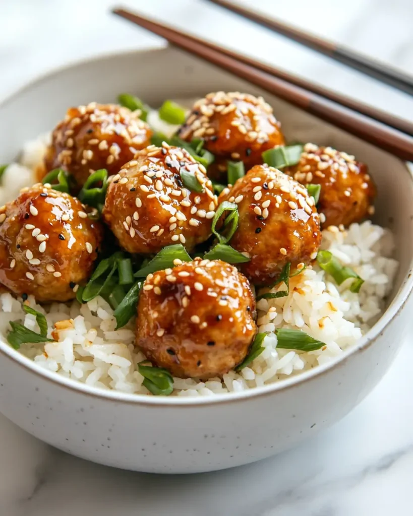 Easy Honey Garlic Meatballs with raice Easy Honey Garlic Meatballs in Minutes