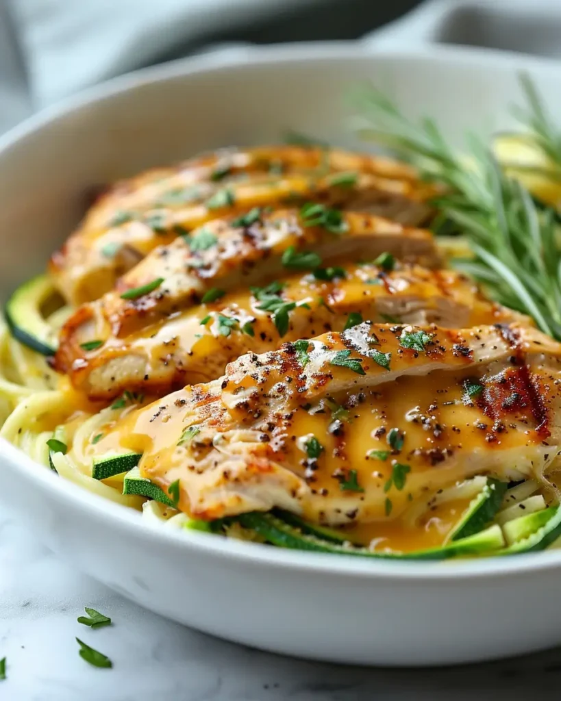 Easy Keto Zucchini Noodle and Chicken Skillet FINAL DISH Easy Keto Zucchini Noodle and Chicken Skillet
