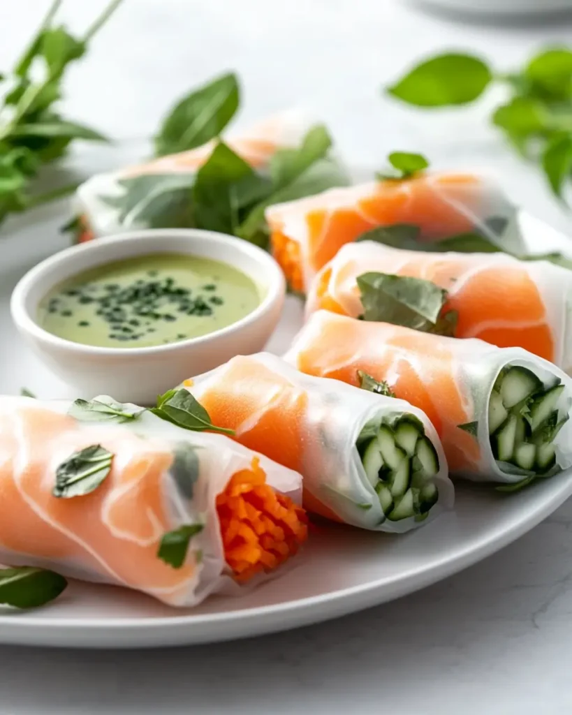 Fresh Salmon Spring Rolls Recipe Fresh Salmon Spring Rolls Recipe With Peanut Dipping Sauce