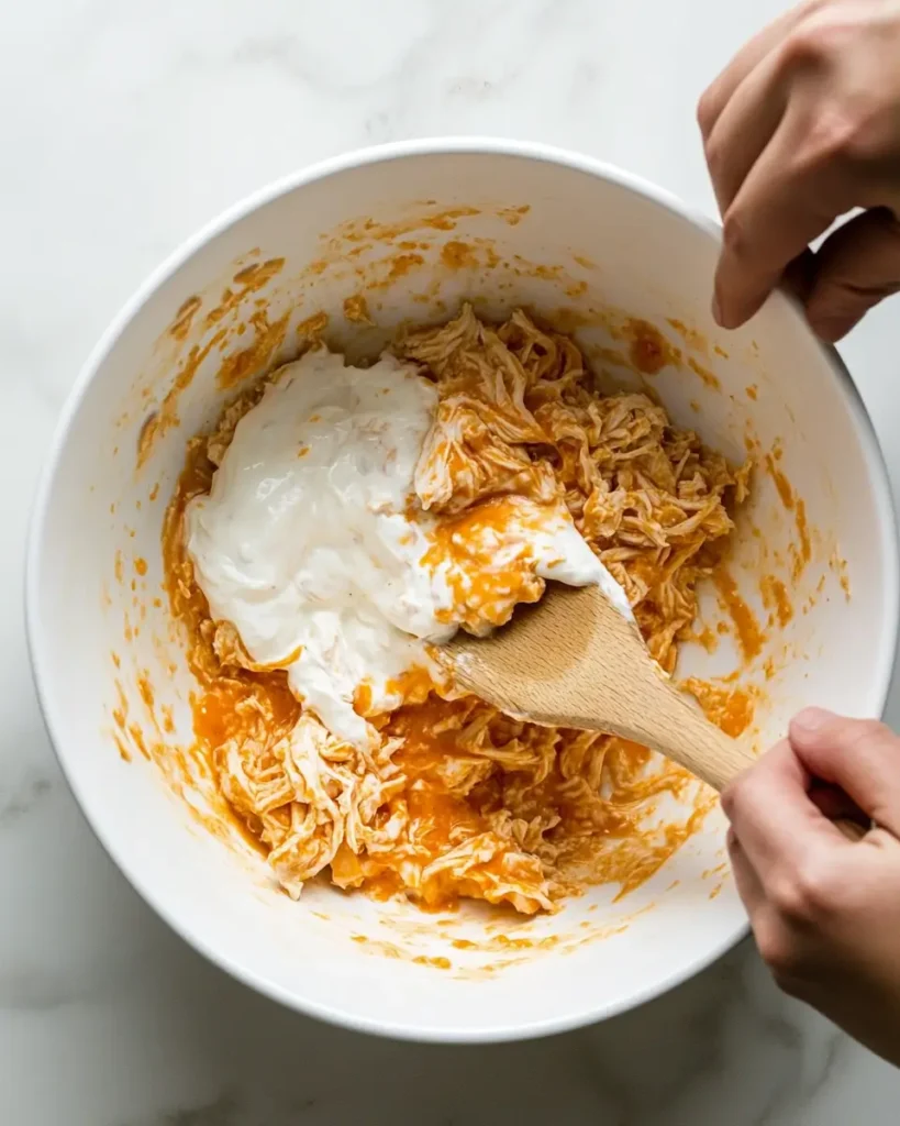 Greek Yogurt Buffalo Chicken Dip prep Greek Yogurt Buffalo Chicken Dip That’ll Knock Your Boots Off