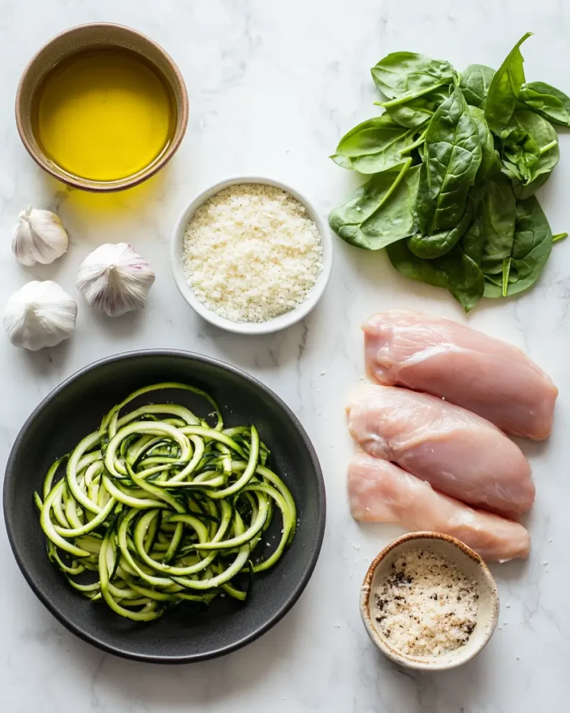 INGREDIENT FOR Easy Keto Zucchini Noodle and Chicken Skillet Easy Keto Zucchini Noodle and Chicken Skillet