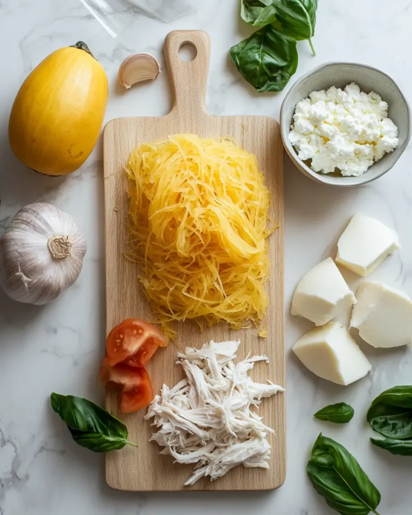 INGREDIENT FOR Spaghetti Squash Bake Best Keto Dinner Recipes Cheesy Spaghetti Squash Bake | Best Keto Dinner Recipes