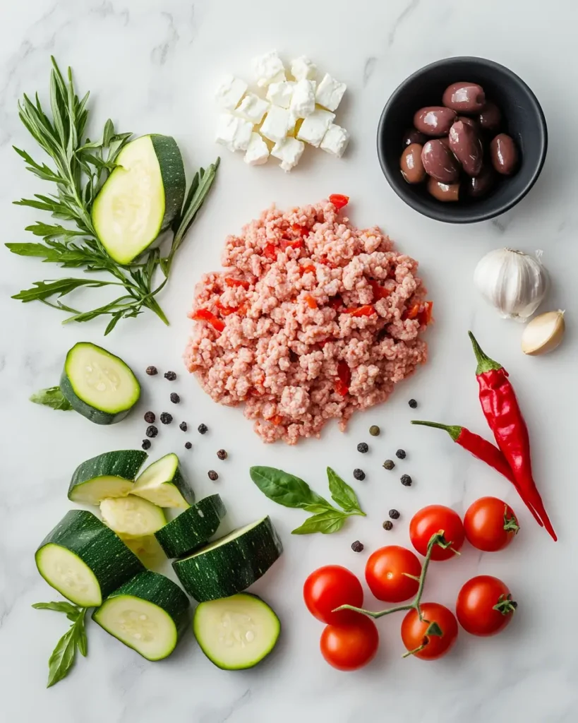 INGREDIENT FORMediterranean Keto Ground Chicken Skillet Mediterranean Keto Ground Chicken Skillet