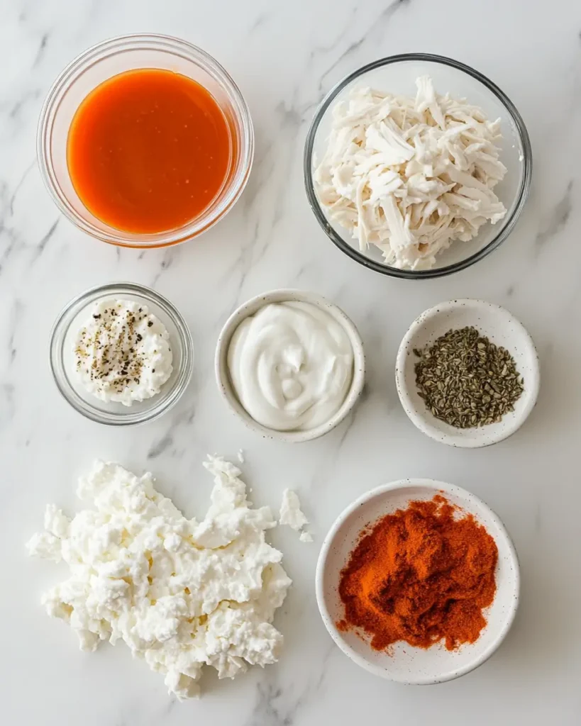 Low Calorie Buffalo Chicken Dip Recipe ingredient Low Calorie Buffalo Chicken Dip Recipe That’s Creamy, Crave-Worthy & Light