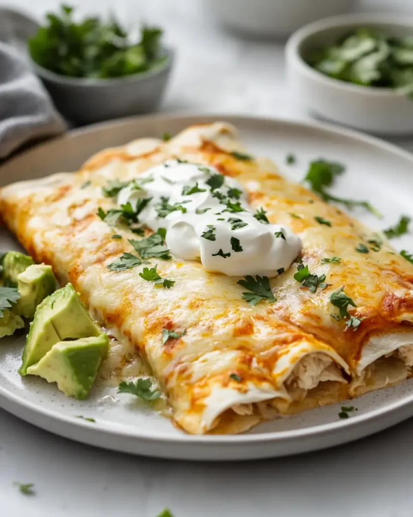 Low Carb White Chicken Enchiladas PRESENATION Easy Keto Dinner Recipe: Low Carb White Chicken Enchiladas