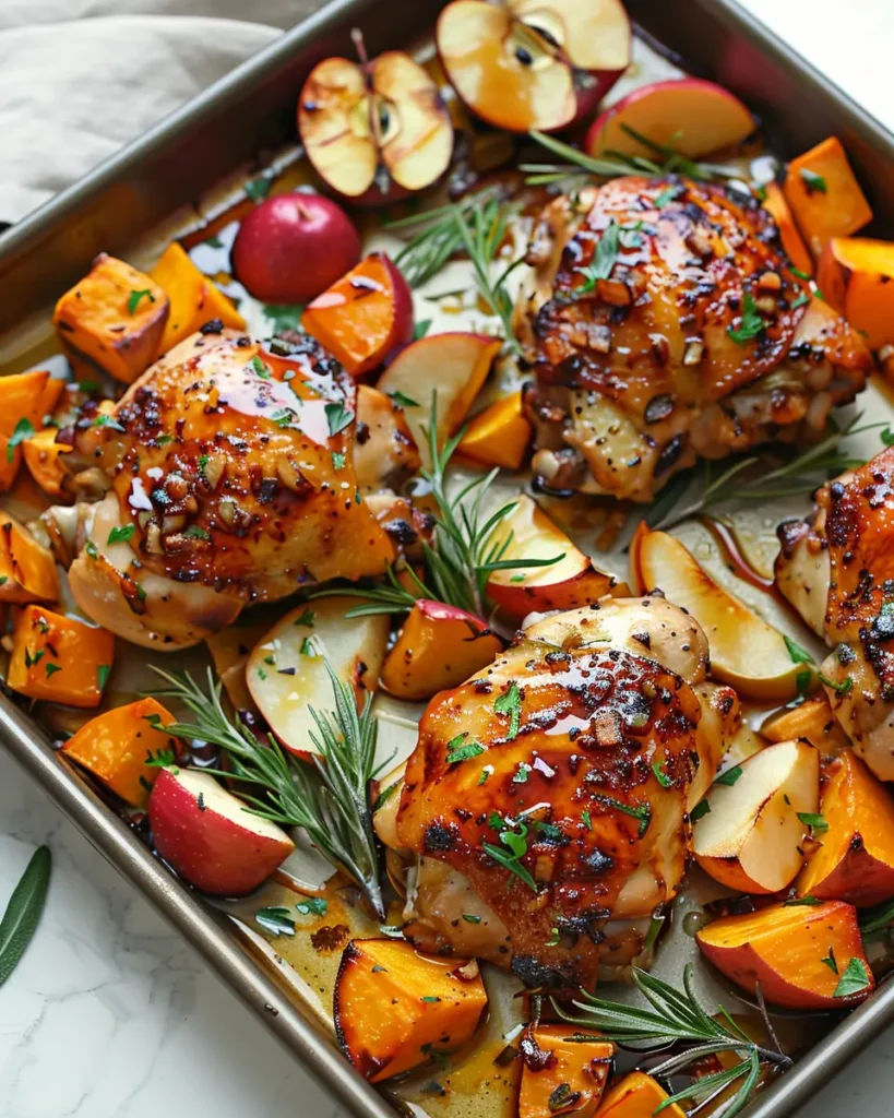 Maple Roasted Chicken with Sweet Potatoes and Apples 2 Maple Roasted Chicken with Sweet Potatoes and Apples