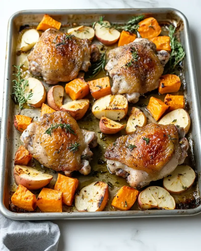 Maple Roasted Chicken with Sweet Potatoes and Apples STEPS Maple Roasted Chicken with Sweet Potatoes and Apples