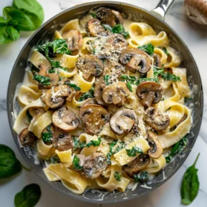 Parmesan Spinach Mushroom Pasta Skillet recipe Parmesan Spinach Mushroom Pasta Skillet