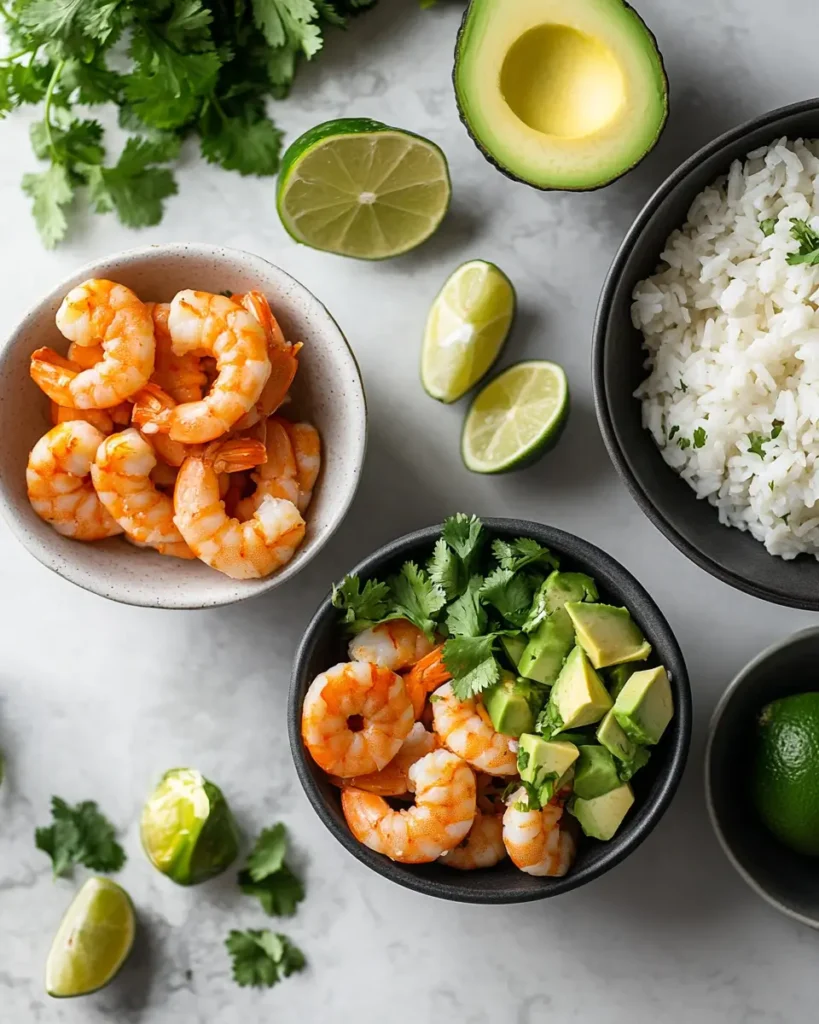Spicy Shrimp and Avocado Rice Bowl with Limon INGREDINT Spicy Shrimp and Avocado Rice Bowl with Lemon