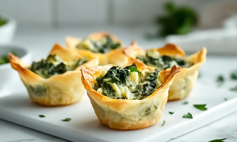 Spinach Artichoke Dip Wonton Cups 1 Spinach-Artichoke Dip Wonton Cups