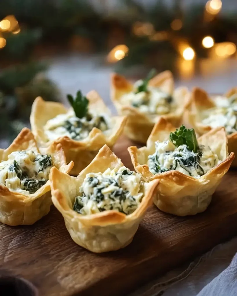 Spinach Artichoke Dip Wonton Cups Spinach-Artichoke Dip Wonton Cups