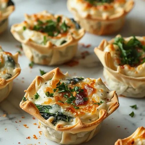Spinach Artichoke Dip Wonton Cups FINAL DISH Spinach-Artichoke Dip Wonton Cups