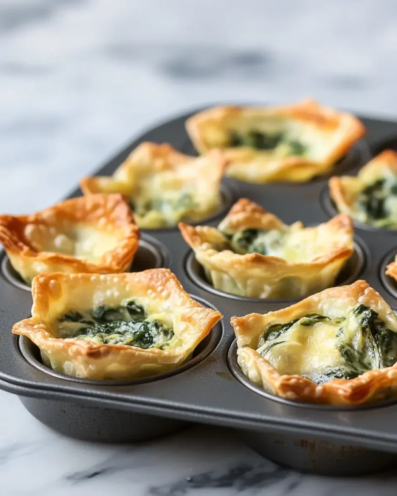 Spinach Artichoke Dip Wonton Cups PREP Spinach-Artichoke Dip Wonton Cups