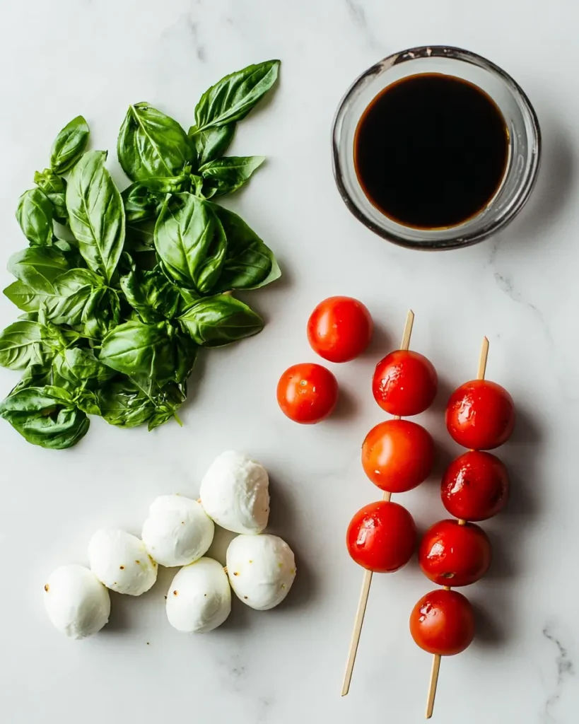 ingredient for Caprese Salad Skewers Caprese Salad Skewers Idea