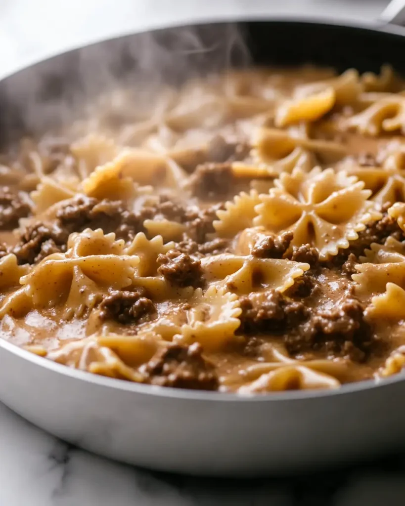 prep Parmesan: Easy Garlic Beef Bowtie Pasta