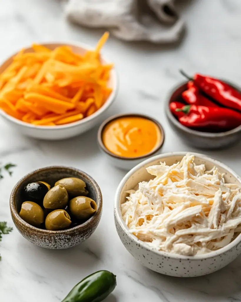 u6472731739 A flat lay of buffalo dip ingredients shredded ch 5d83c424 e4bf 49a0 a357 5aaf7c2ecdb6 2 Halloween Buffalo Chicken Dip Appetizers | The Spookiest Party Snack