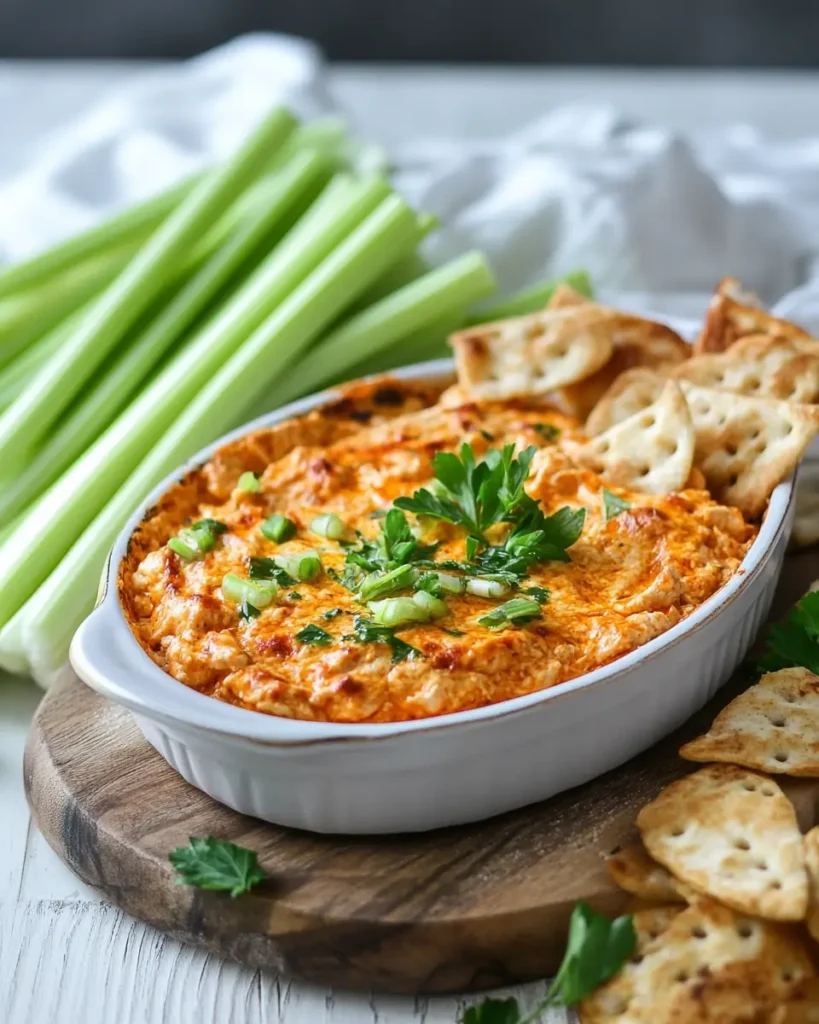u6472731739 Buffalo chicken dip served with celery pita chips 5117125a 597a 457a 8adf 66367581e7e4 2 Delicious and Spicy Buffalo Chicken Dip That Steals the Show