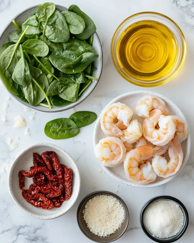 u6472731739 Flat lay of Tuscan shrimp ingredients fresh shrim f412d46d 4d49 409e 95df 9d9519b1ae9c 3 Tuscan Shrimp with Spinach
