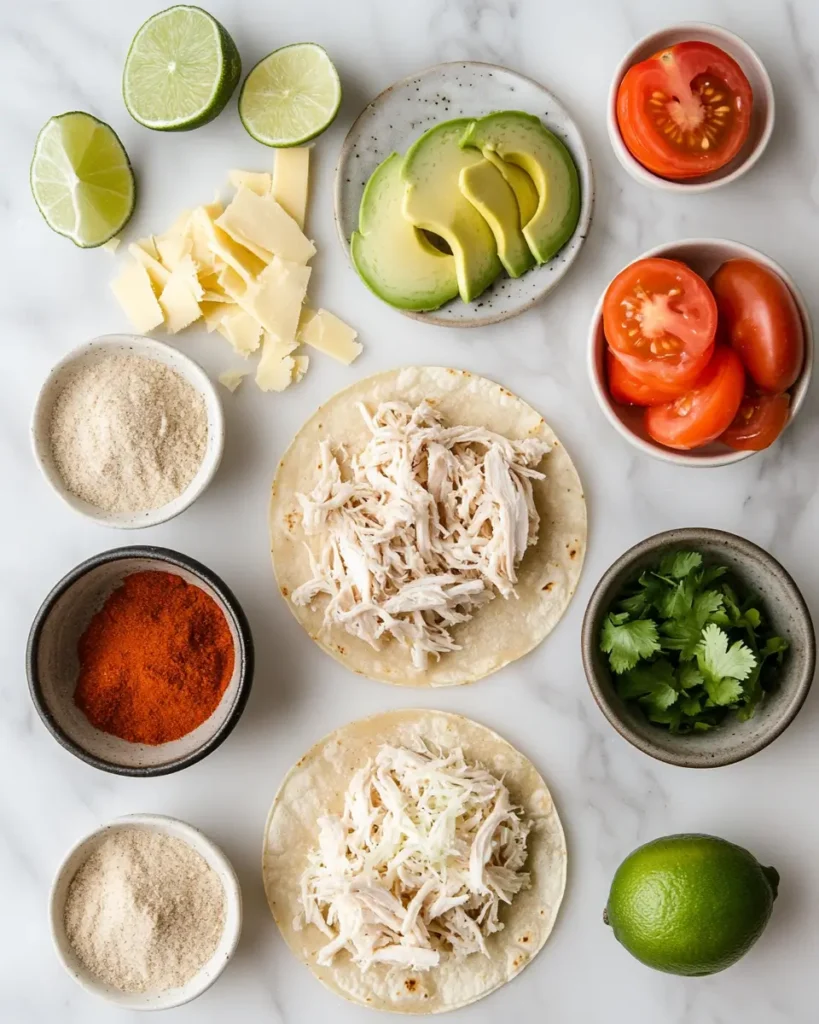 u6472731739 Flat lay of ingredients for rotisserie chicken to dee95092 3498 477e 83e1 3690744a2908 3 Healthy Mexican Rotisserie Chicken Tostadas Dinner Recipes