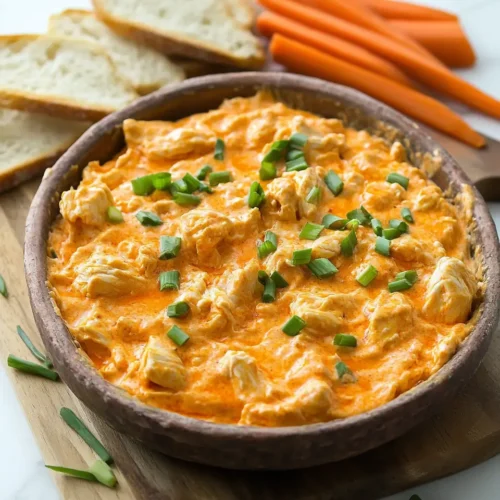 u6472731739 Served buffalo chicken dip on rustic platter toas b8ace055 5263 43c2 a824 ffc4b38d0367 2 Cheesy Creamy Buffalo Chicken Dip : The Game day Favorite