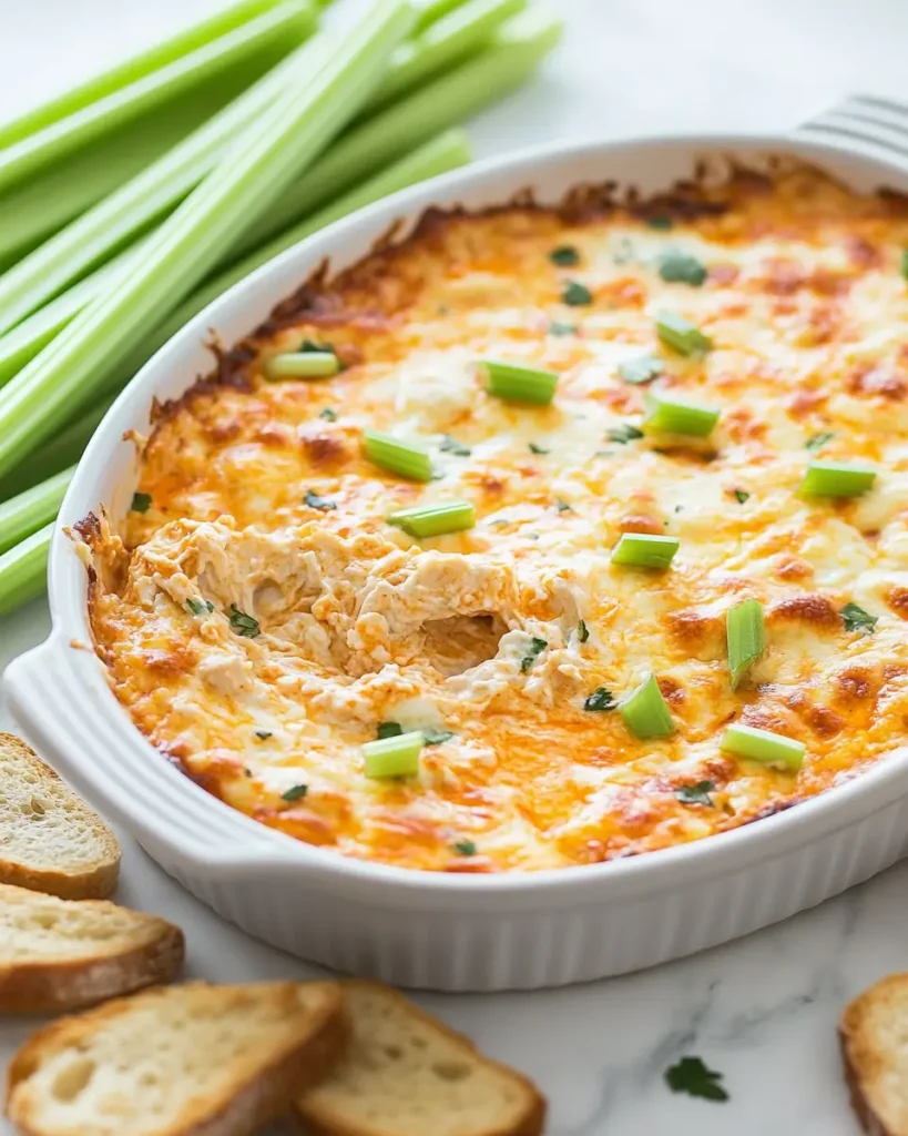 u6472731739 Served buffalo chicken wing dip in baking dish wi 5b0ef413 b924 4e83 add6 d96b22de56e7 1 The Best Buffalo Chicken Wing Dip That Brings the Heat and the Hug