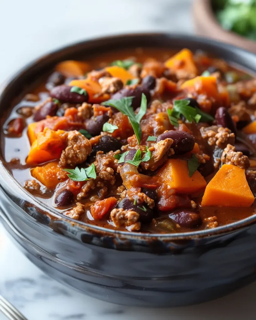 u6472731739 Vibrant bright high contrast vertical overhead ph 4b6c765d e0a2 44cf 95cc 6b936eb9241e 0 Sweet Potato Turkey Chili