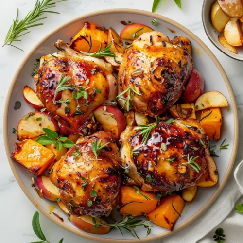 u6472731739 Vibrant bright high contrast vertical overhead ph e491488b 00ee 4a81 8117 fe874bd75ddd 2 Maple Roasted Chicken with Sweet Potatoes and Apples
