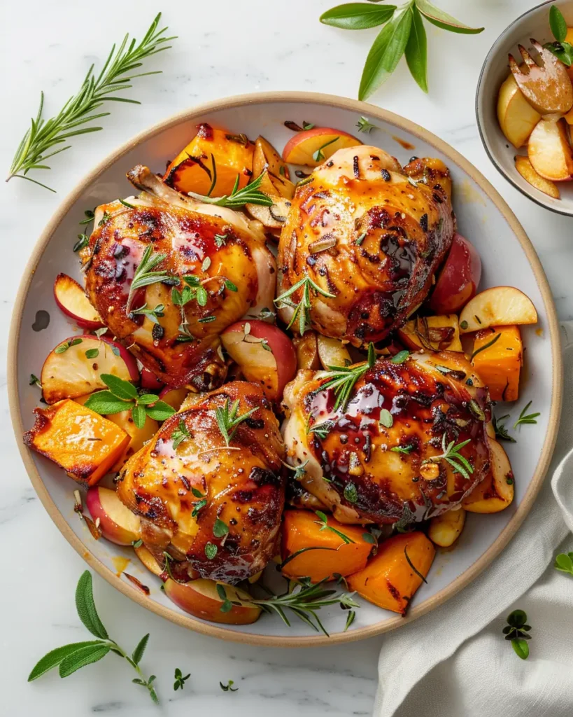 u6472731739 Vibrant bright high contrast vertical overhead ph e491488b 00ee 4a81 8117 fe874bd75ddd 2 Maple Roasted Chicken with Sweet Potatoes and Apples