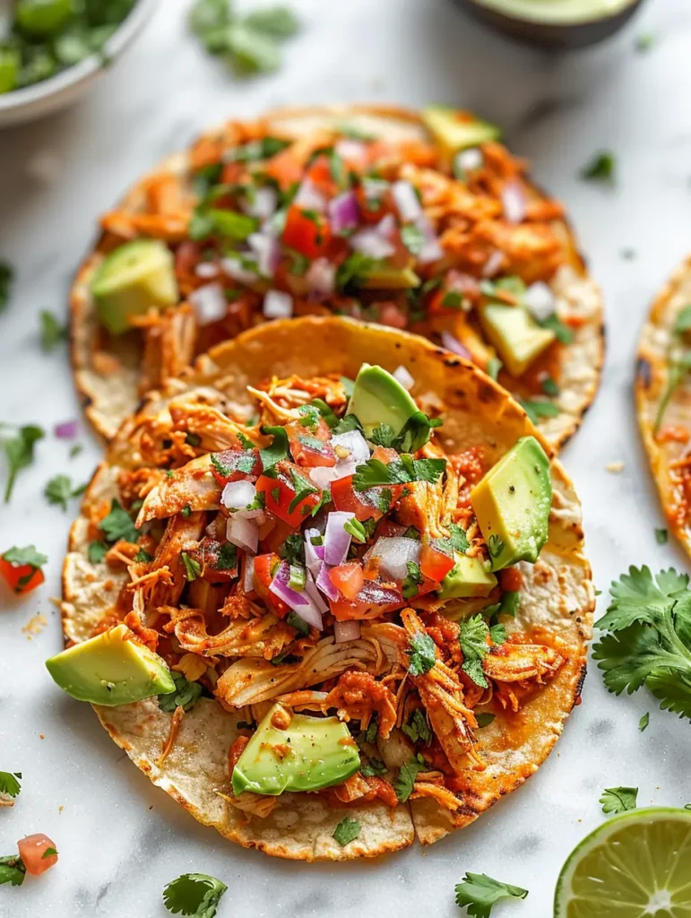 u6472731739 Vibrant bright high contrast vertical overhead ph f630abad cc38 48bc 8514 62aae3ff5509 2 Healthy Mexican Rotisserie Chicken Tostadas Dinner Recipes