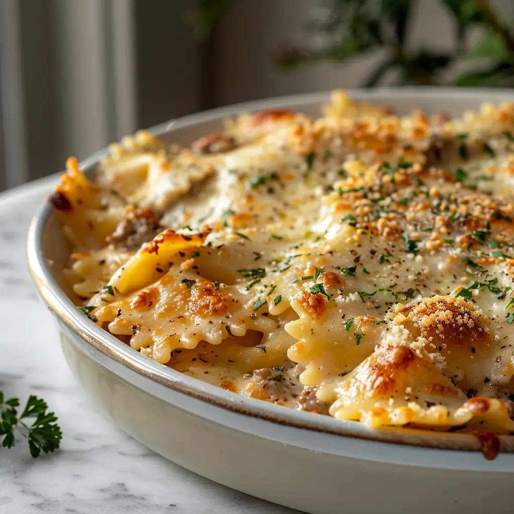 u6472731739 Vibrant bright high contrast vertical side view p e40e9d2a acca 4e65 ace2 4a789e073d06 0 Parmesan: Easy Garlic Beef Bowtie Pasta
