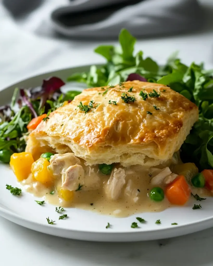 u6472731739 a serving of chicken pot pie with biscuits on a w c8ff3d6b 1ad7 4eae adfc 56d7adab51ae 0 Chicken Pot Pie with Biscuits