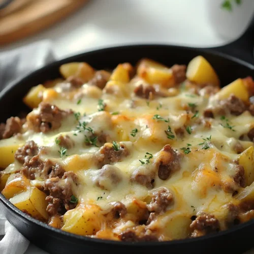 u6472731739 a sizzling one pan cheesy meat and potato skillet 18c7a723 65c3 4dfc bb98 eb4196a5c59c 1 1 One-Pan Cheesy Meat & Potato Skillet