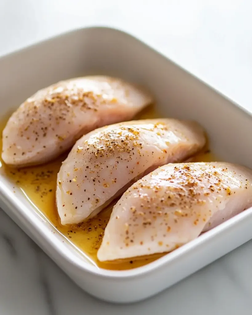 u6472731739 baking dish with raw chicken breasts drizzled wit e372e903 fe72 46aa a1a2 1423d9d4c17d 3 Smoky Ranch Bliss Chicken Bake (Keto Crack Chicken Reinvented)
