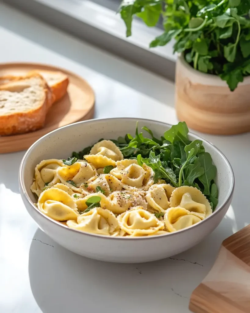 u6472731739 bowl of tortellini carbonara served with greens a 13e08e52 bb99 463e 9216 dad3b8ef8bee 0 Cheese Tortellini Carbonara Recipe
