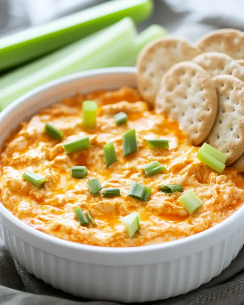 u6472731739 buffalo chicken dip served warm in a white bowl w 6bed1238 f99c 4acf 9ae0 a5f97ea84ac8 3 Crock Pot Buffalo Chicken Dip That Melts in Your Mouth