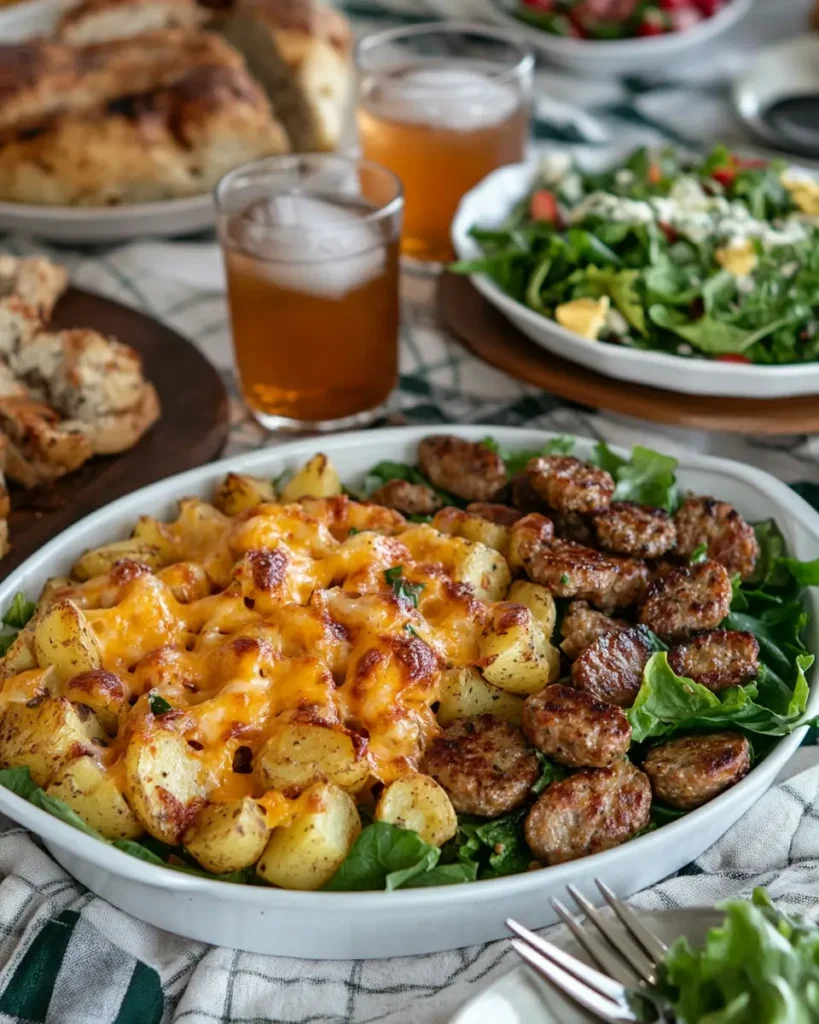 u6472731739 cheesy ranch potatoes and sausage plated with gre a7373c9f 3255 47cb be93 bd1dab8e00ef 1 1 Cheesy Ranch Potatoes: Ultimate 1-Pan Comfort Dinner