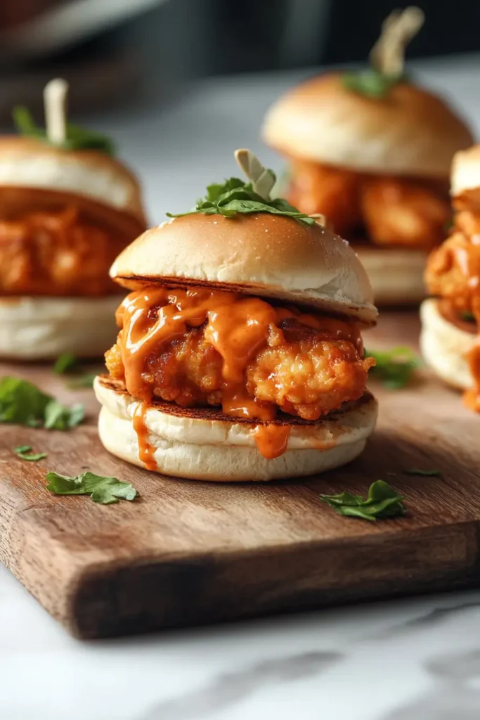 u6472731739 crispy bang bang chicken sliders on toasted mini 7323ae42 53e5 44d6 a0ff 401a7ae87ae9 1 Bang Bang Chicken Sliders: Easy, Crispy Delight in 30 Mins