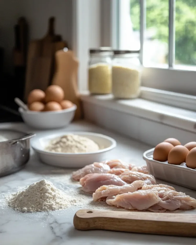 u6472731739 flour egg and panko stations with raw chicken bre 3dc5c528 bddc 4f08 a7bc 3dd1678055b6 2 Baked Chicken Parmesan That Tastes Like a Hug