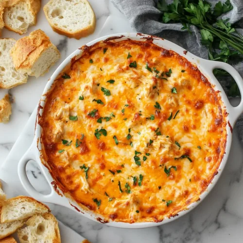 u6472731739 golden baked buffalo chicken dip fresh out of the 5ae04a7a cf7e 41d9 a4d1 1954b27ac007 2 Easy Buffalo Chicken Dip Recipe with 5 Ingredients Only
