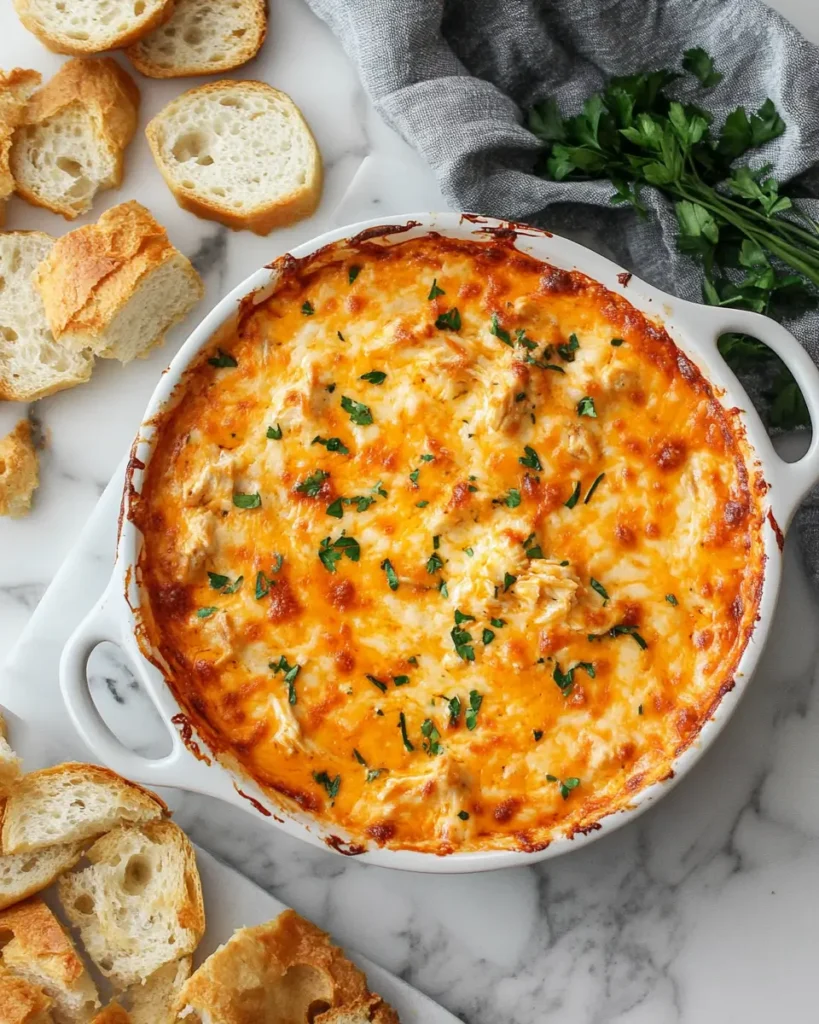 u6472731739 golden baked buffalo chicken dip fresh out of the 5ae04a7a cf7e 41d9 a4d1 1954b27ac007 2 Easy Buffalo Chicken Dip Recipe with 5 Ingredients Only