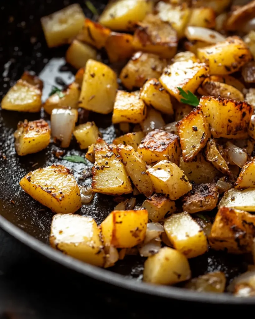 u6472731739 golden crispy diced potatoes frying with onions a 2e44056d 847a 400b a5ee beb3cb7732e4 0 1 One-Pan Cheesy Meat & Potato Skillet