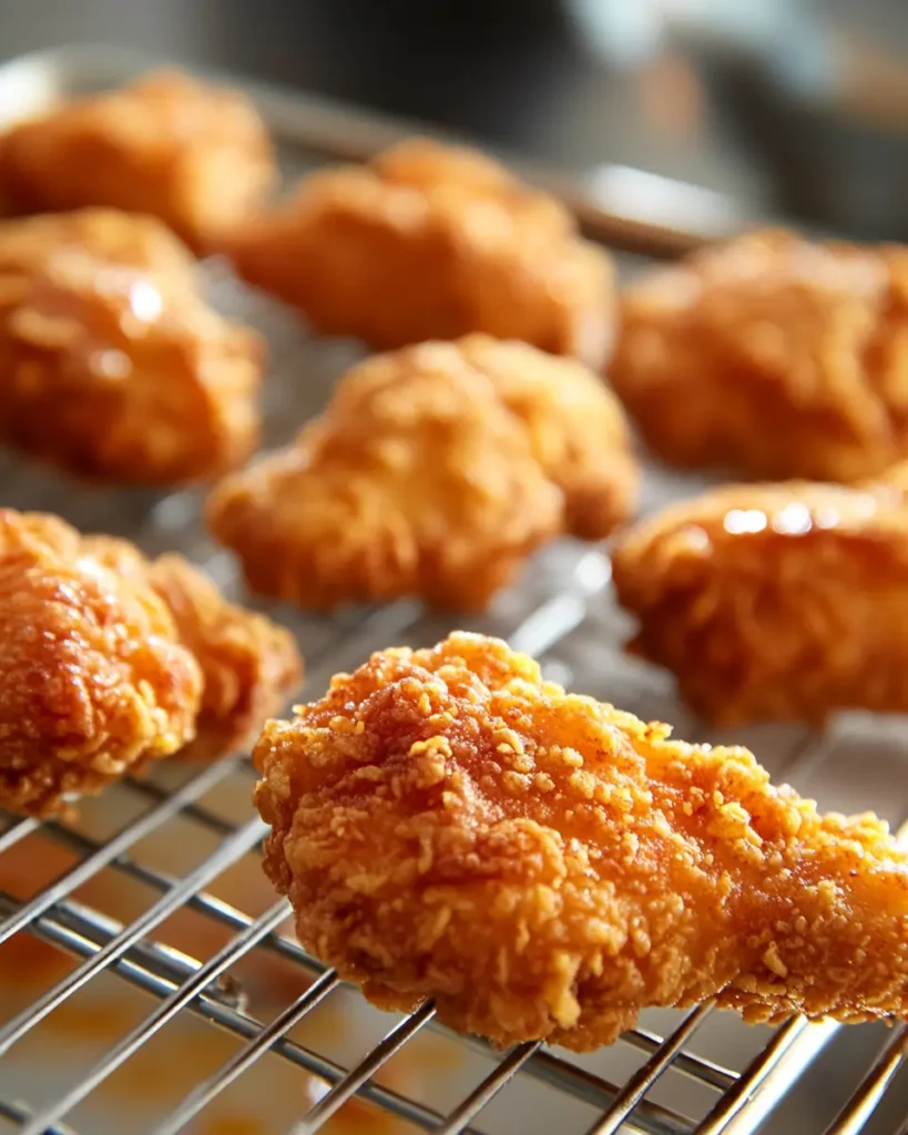 u6472731739 golden fried chicken pieces draining on rack with 7b954ff5 bb7c 4166 b123 aa2aac4475d1 0 Bang Bang Chicken Sliders: Easy, Crispy Delight in 30 Mins
