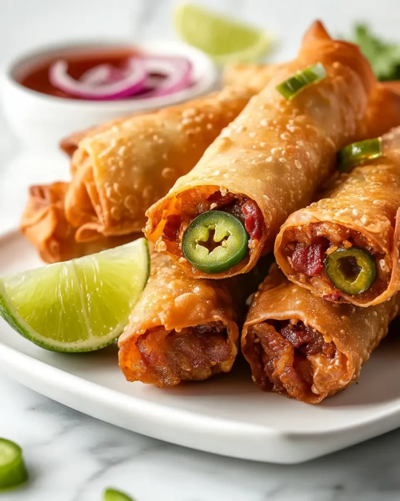 u6472731739 plated beef bacon jalapeo popper eggrolls with ra 34c97ddd 9482 446b b677 e215dda0749a 1 Beef Bacon Jalapeño Popper Eggrolls That Crunch